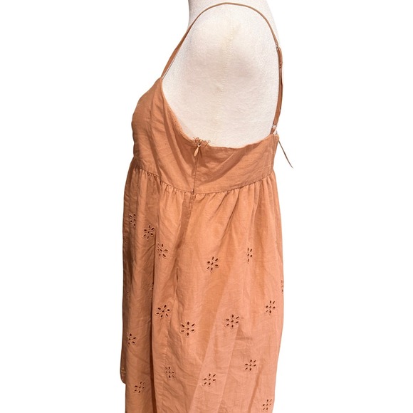 NWT Love Tree Terracotta Eyelet Mini Dress Adjustable Straps M Boho Girlhood - Picture 2 of 13